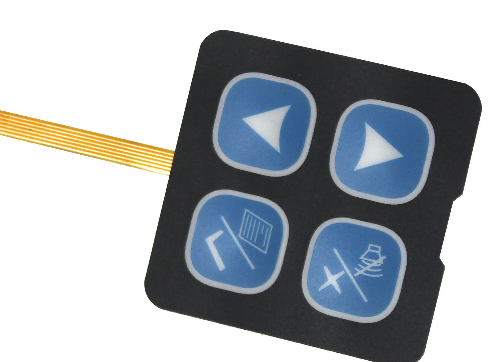 FPC membrane switch with compact keypad layout and flex tail for outdoor controller design review