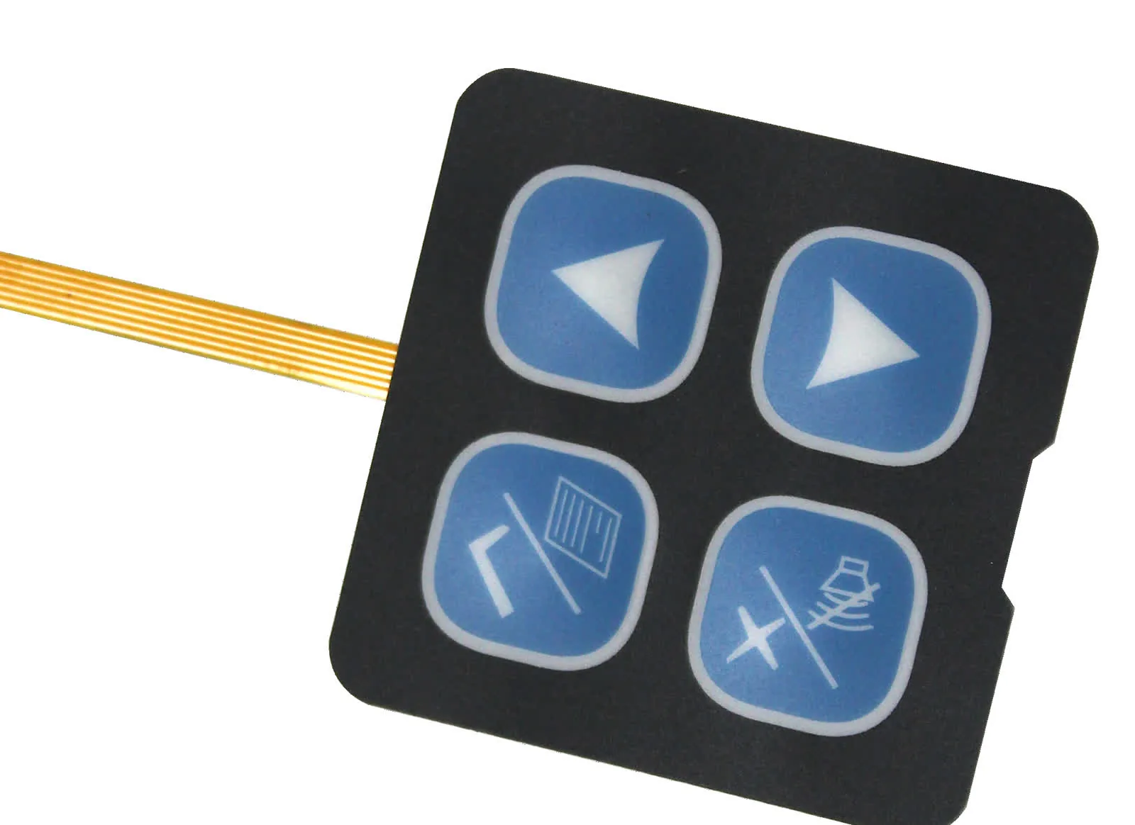 FPC membrane switch with compact keypad layout and flex tail for outdoor controller design review
