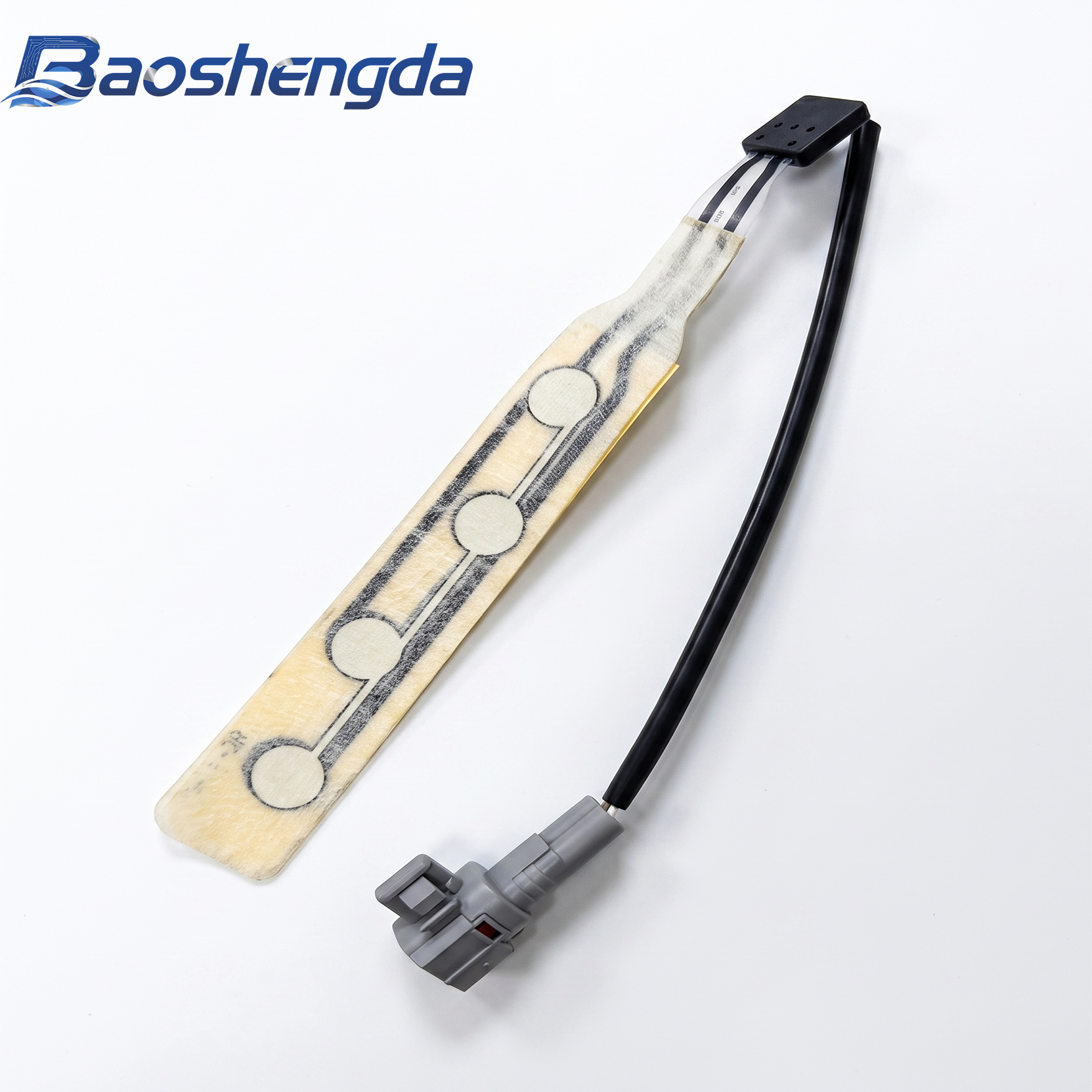Complete FSR pressure-sensing strip with four circular sensing zones, printed traces, cable and connector