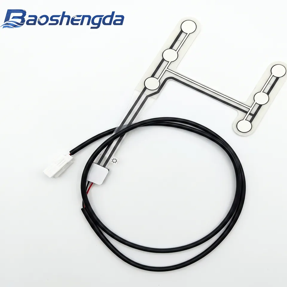 Complete original Baoshengda FSR pressure sensor assembly with round sensing zones, printed traces, cable loop and connector