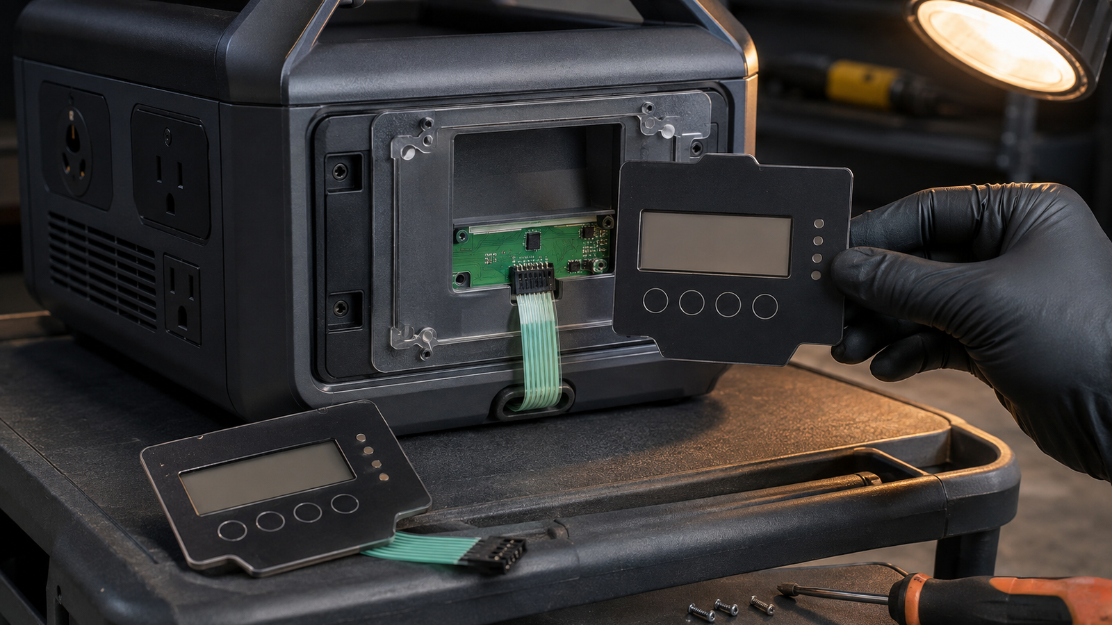 Generated engineering scene of a portable power station keypad supplier-replacement review