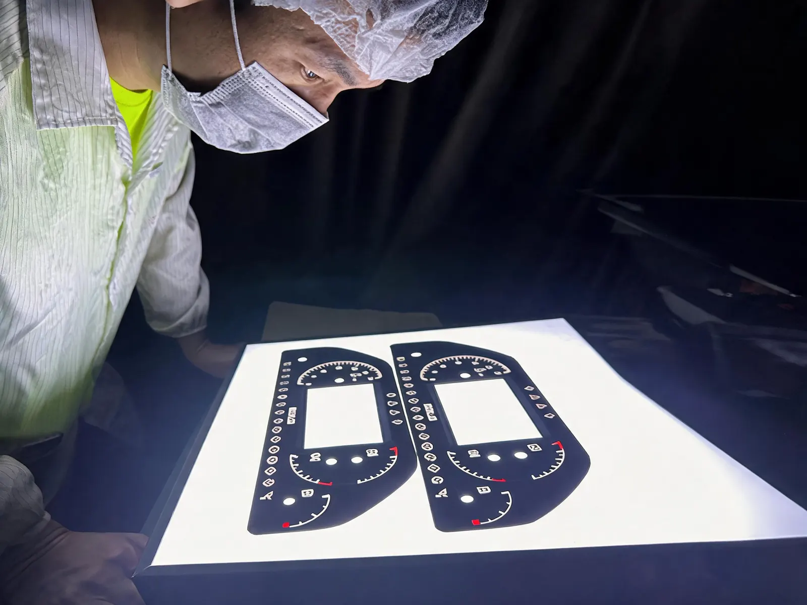 Backlight inspection for printed control panel overlays