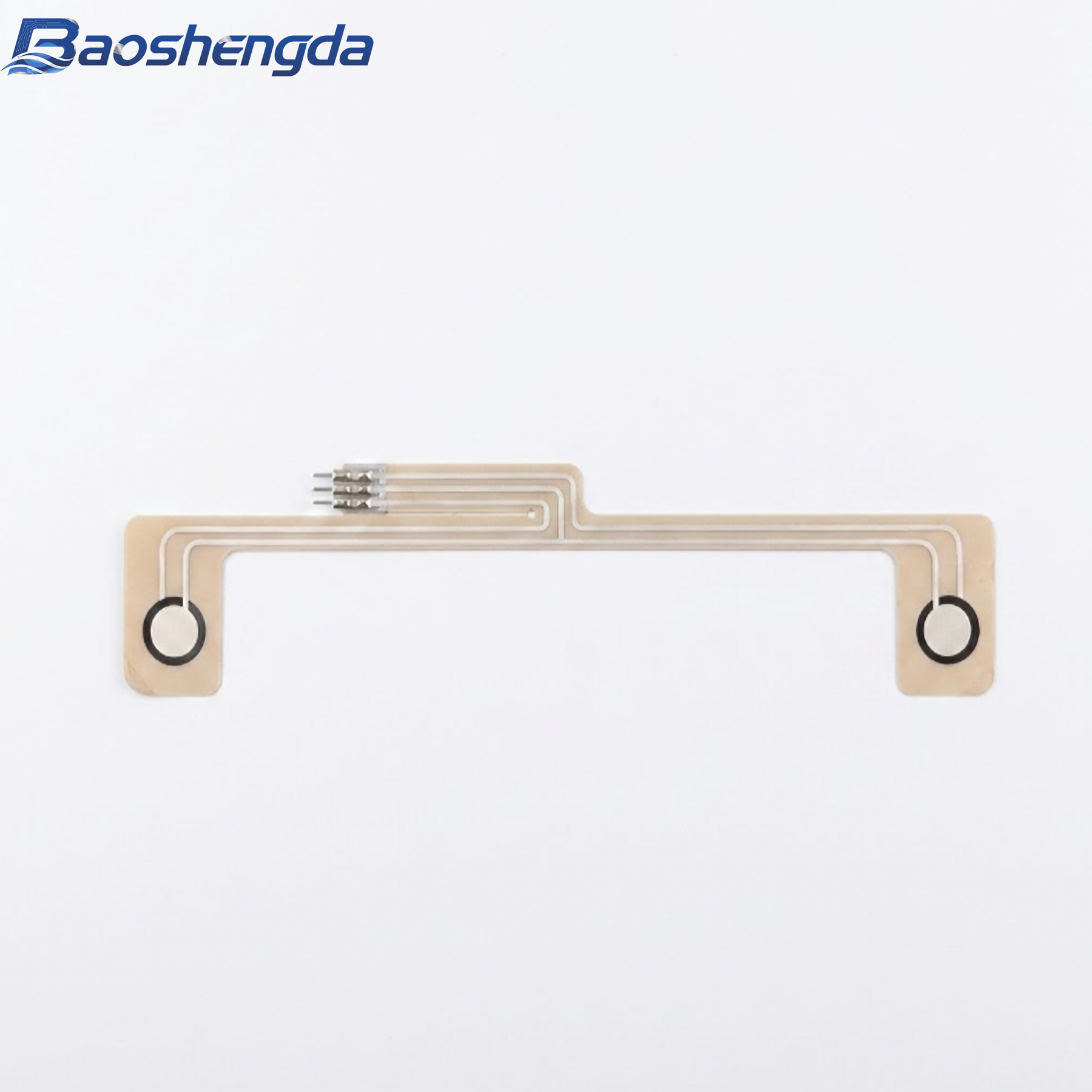 Flexible FSR pressure sensor film with sensing areas and circuit tail for custom force detection projects